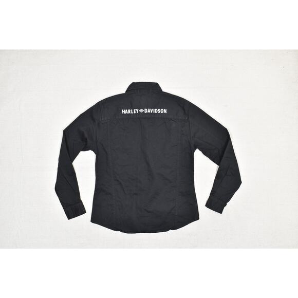 Harley-Davidson Black Denim Jean Jacket Women's Size S Top Biker Black - Picture 4 of 8